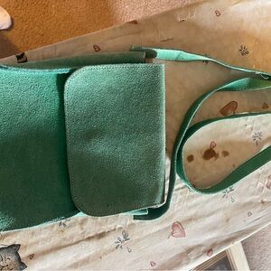 Mint Green Crossbody Bag with Suede Finish
